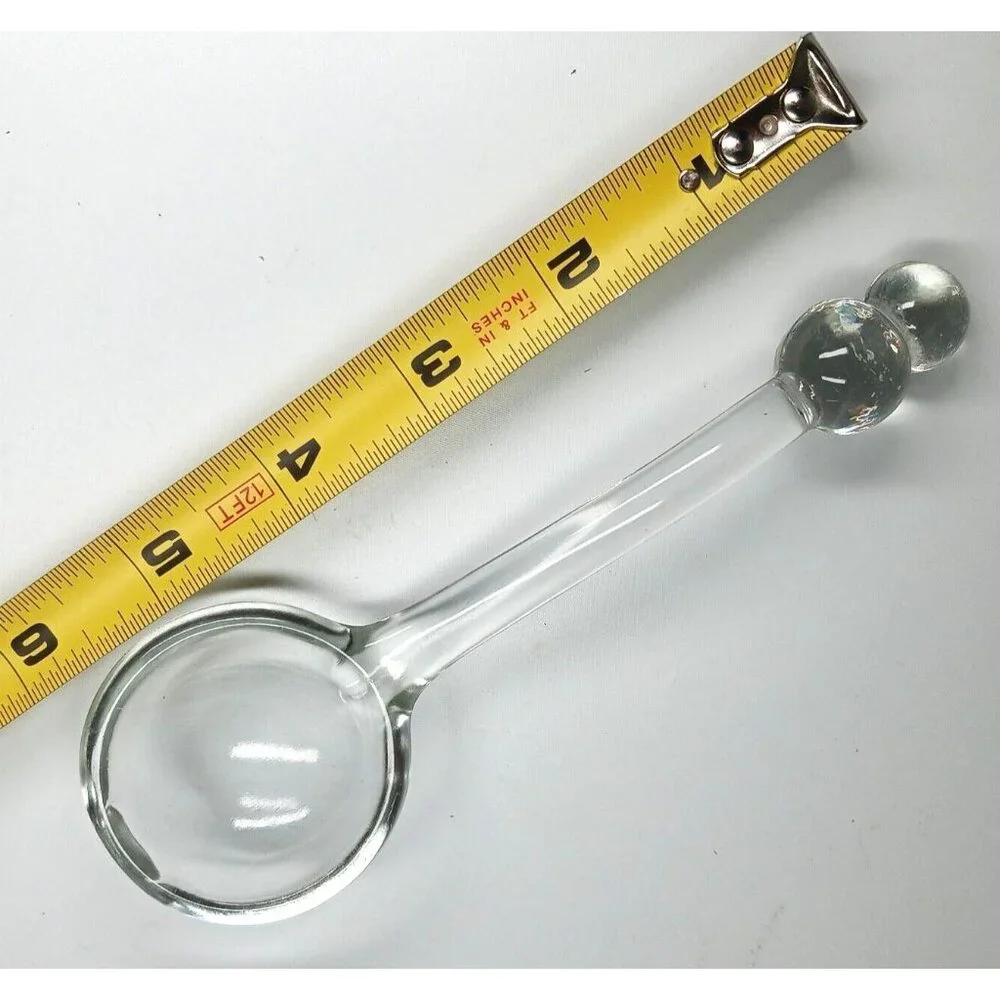 Imperial Glass Clear Candlewick Spoon 2 Bead Condiment Mayonnaise Ladle